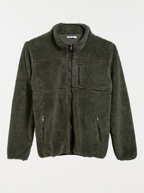 Sweat col montant kaki homme