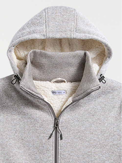 Sweat à capuche gris sherpa...