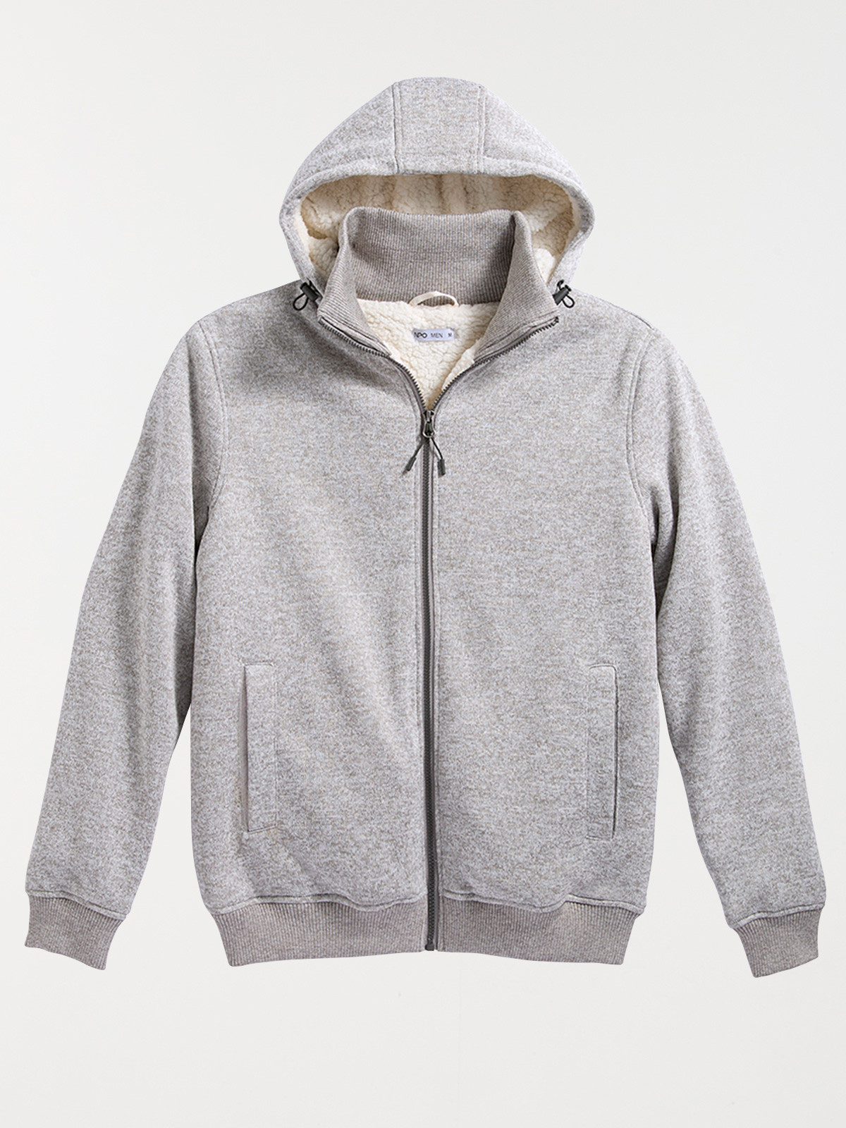 Sweat à capuche gris sherpa homme