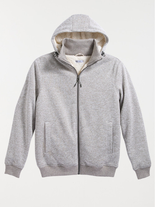 Sweat à capuche gris sherpa...