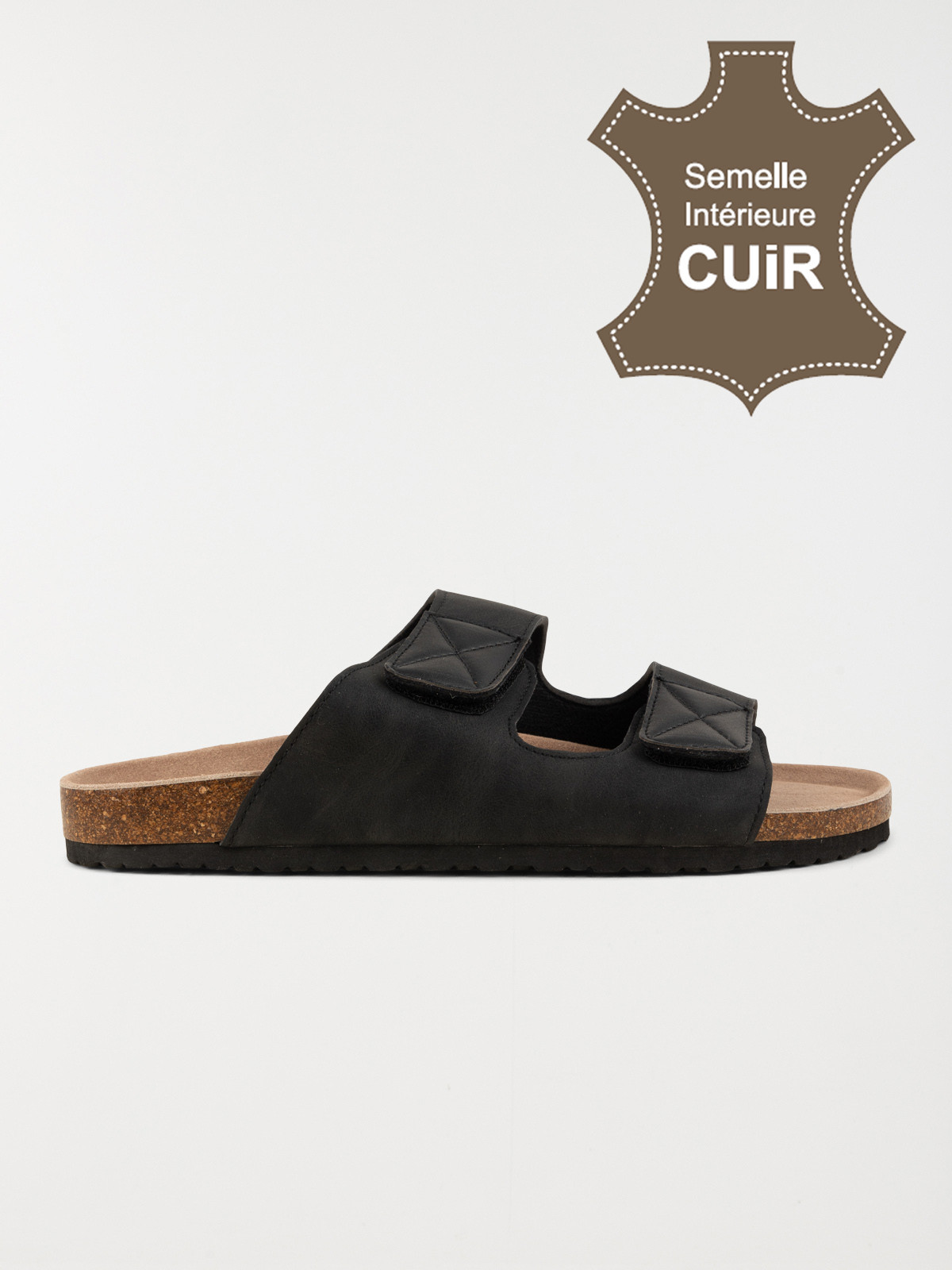 Mules noires à scratchs homme (41-46)