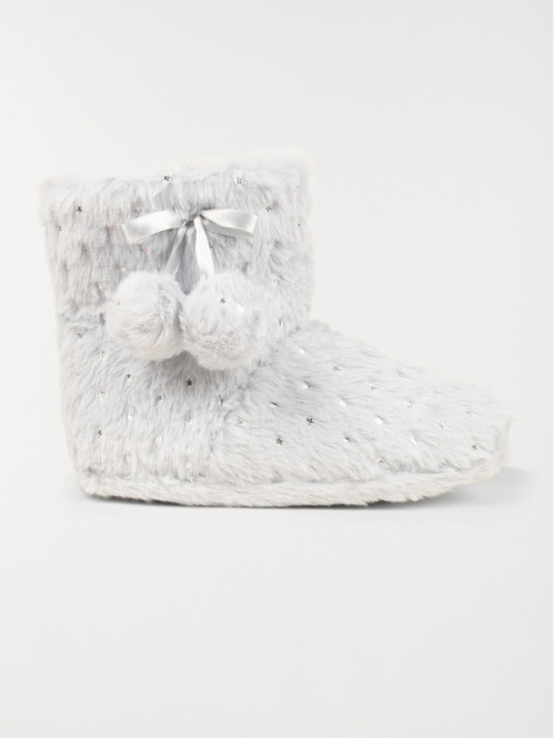 Chaussons forme botte gris femme (36-41)