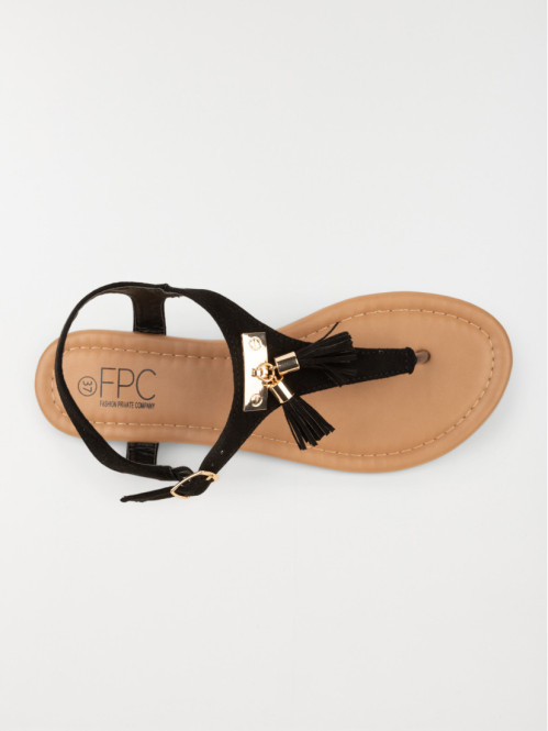 Sandales pompons talon plat...