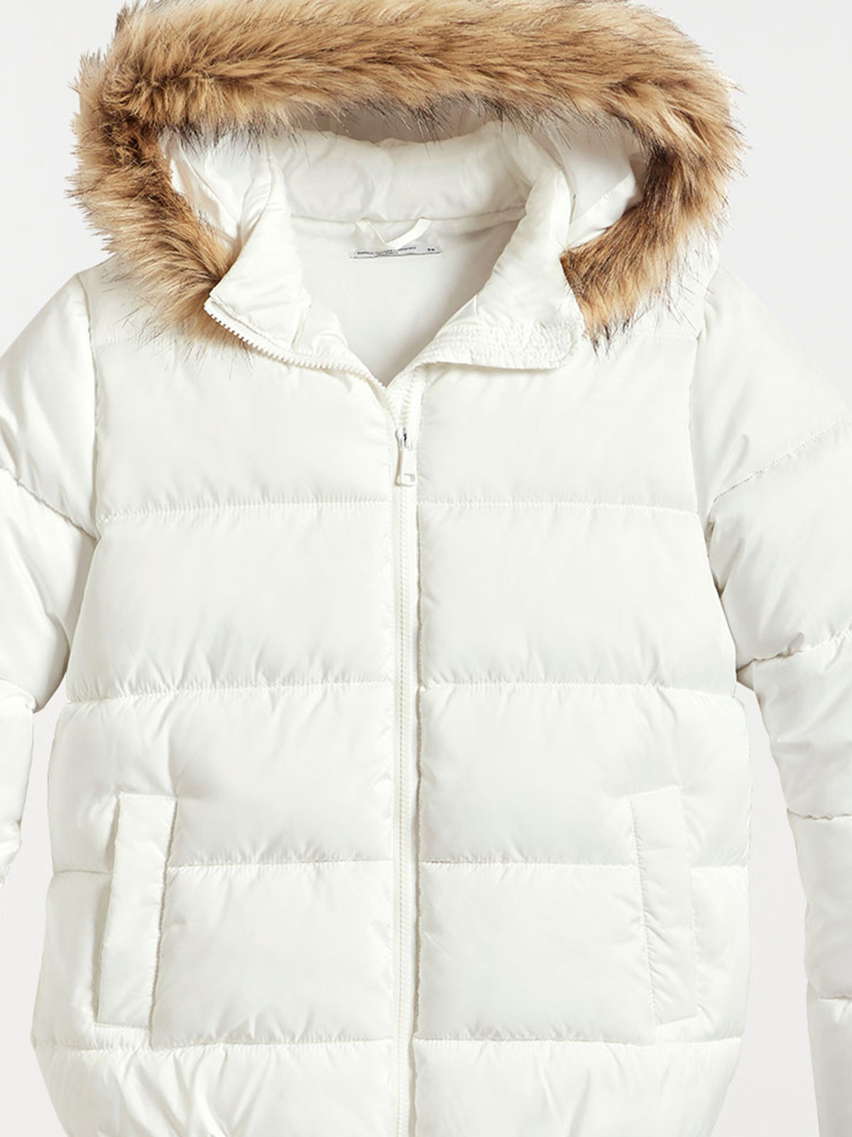 Doudoune à capuche écru femme