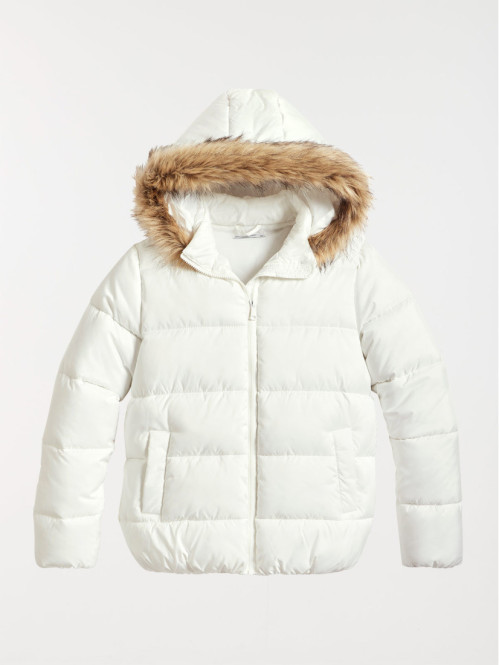 Doudoune à capuche écru femme
