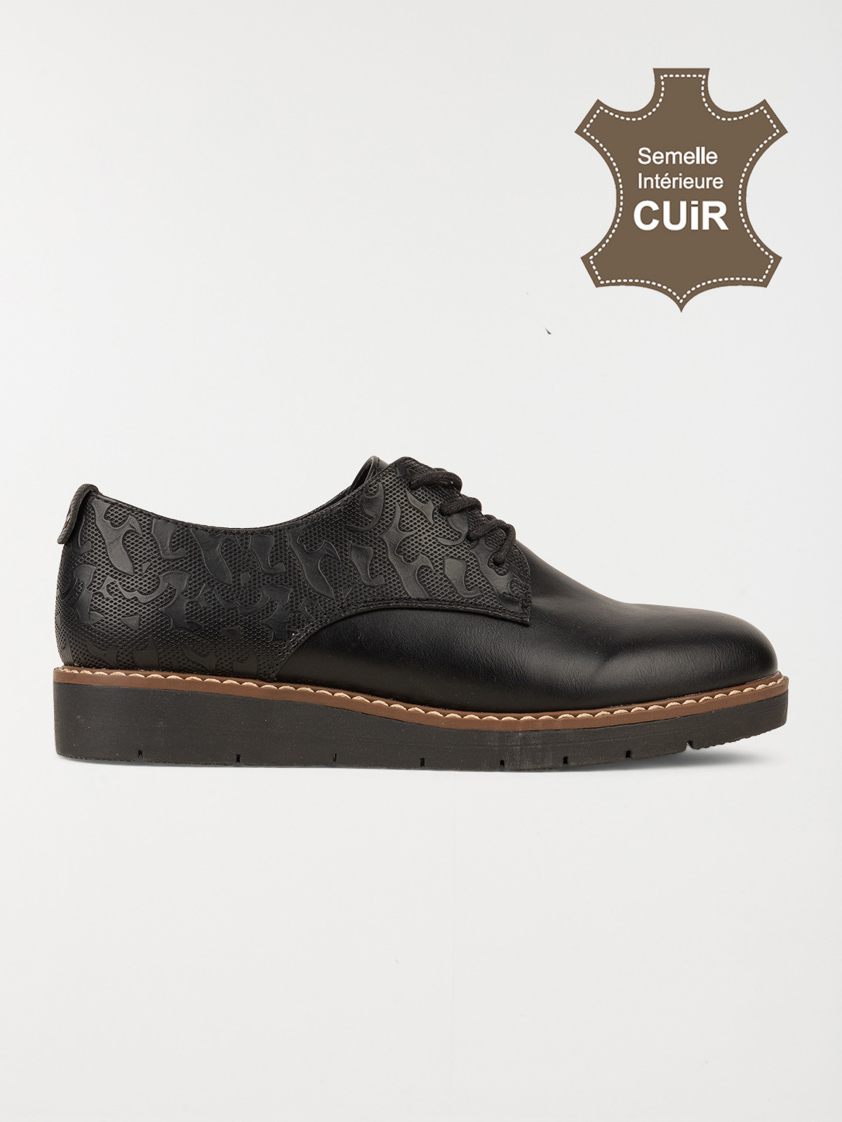 Derbies noires texturées femme (36-41)