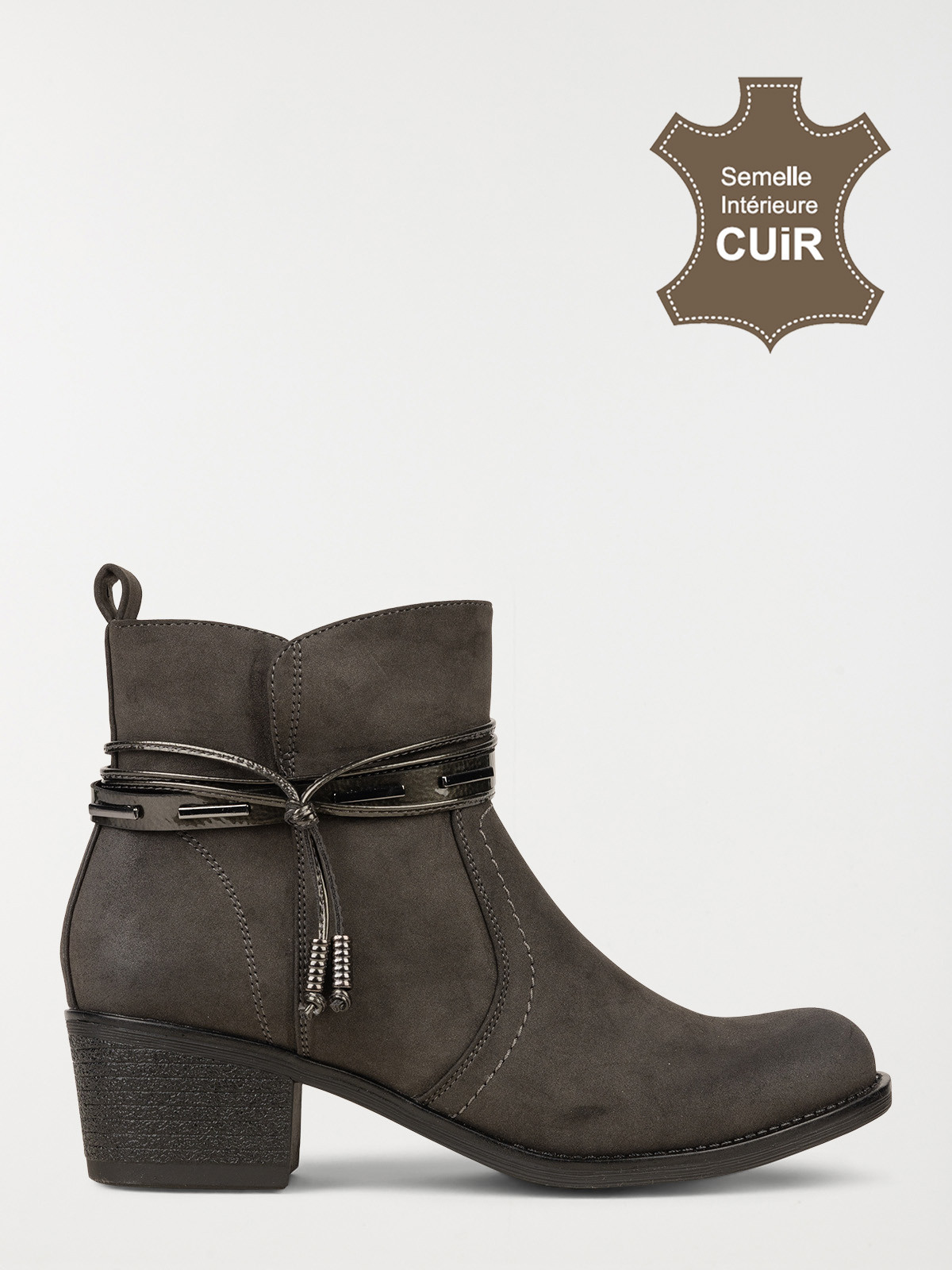 Bottines grises en suédine femme (36-41)