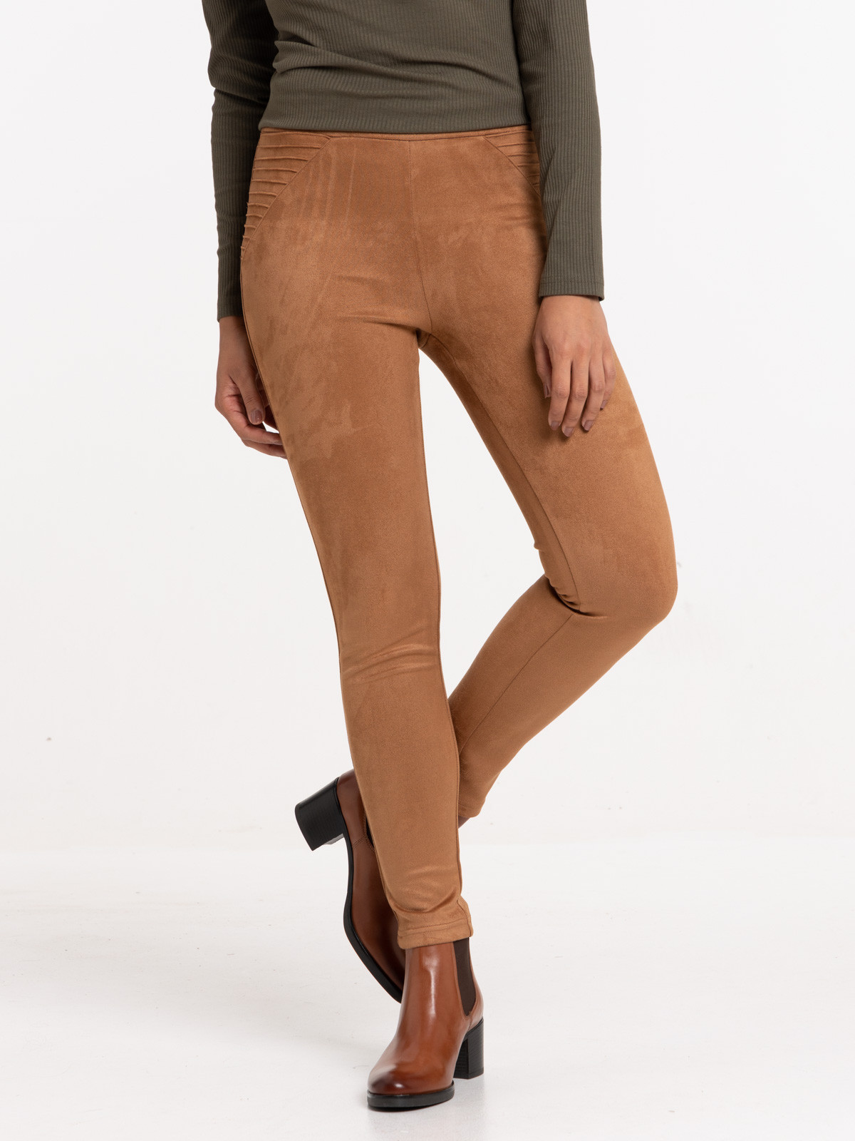 Legging suédine camel femme