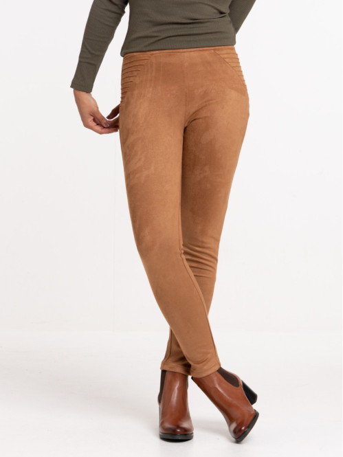 Legging suédine camel femme