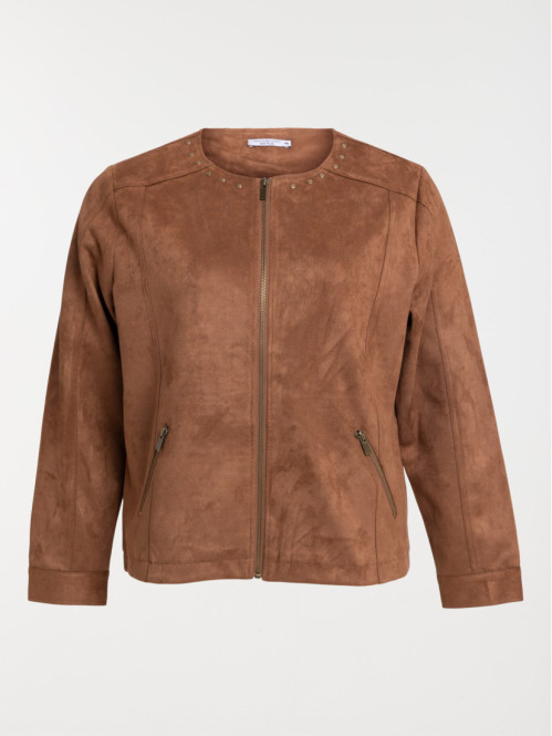 Veste suédine camel grande taille femme