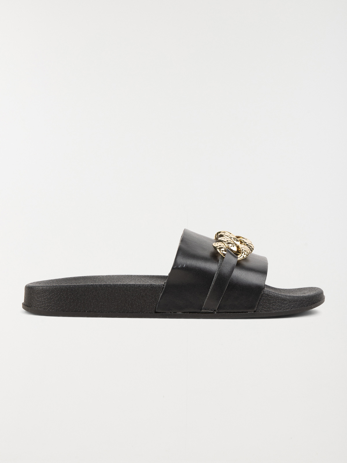 Claquettes noires chaîne femme (36-41)