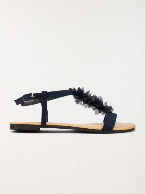 Sandale fleurs tissus marine (36-41)