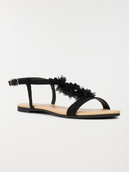 Sandale plate fleurs tissus...