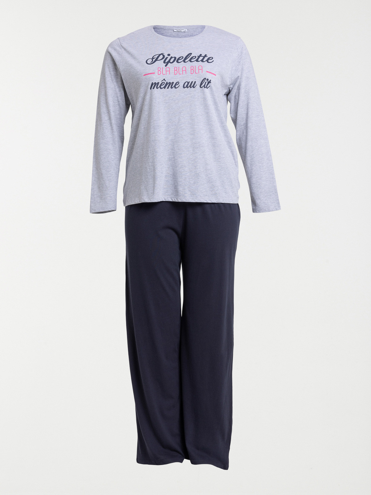 Pyjama grande taille femme gris chiné