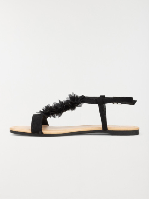 Sandale plate fleurs tissus...