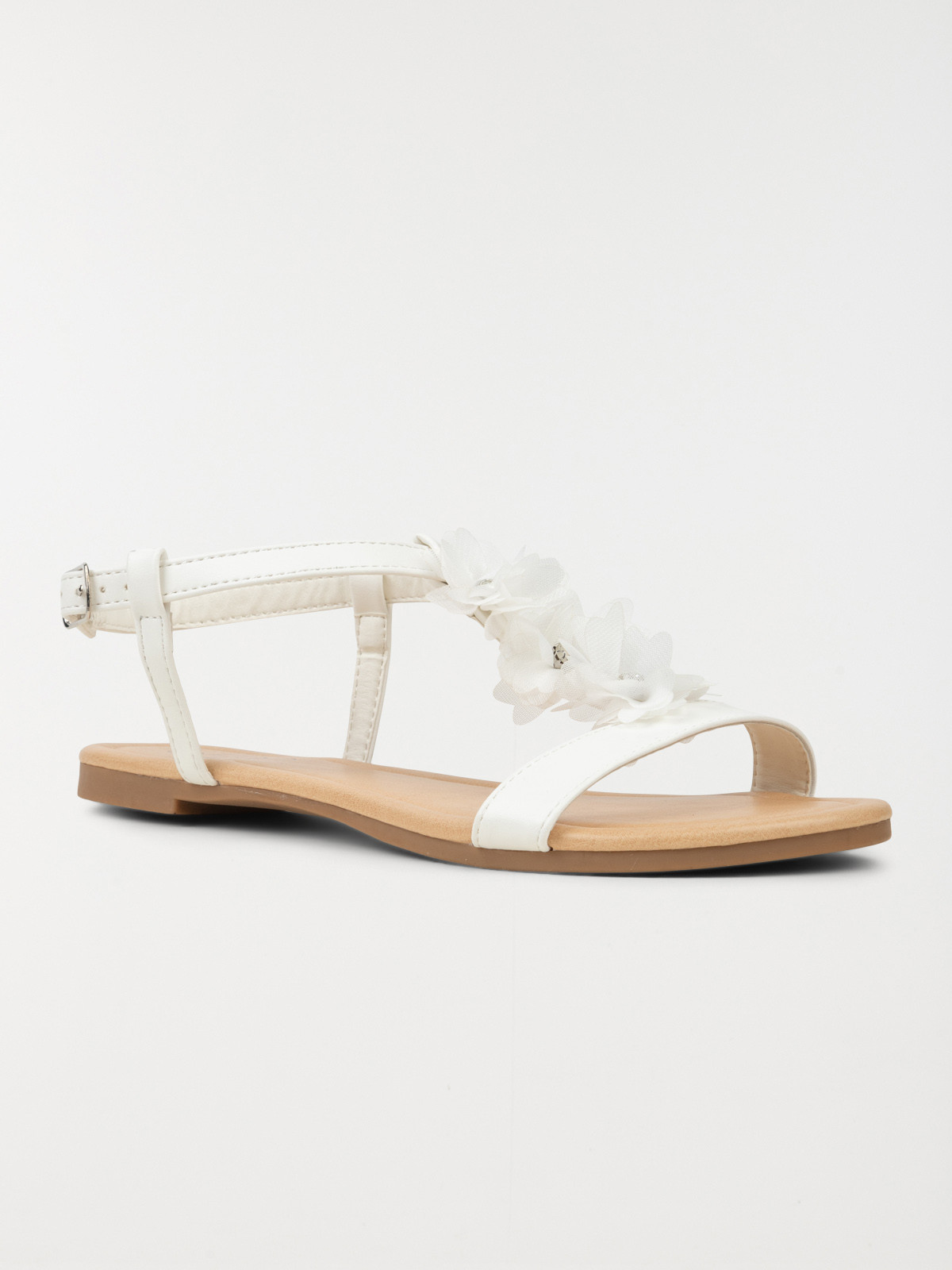 Sandale plate fleur tissu blanc (36-41)