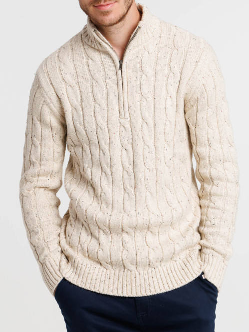 Pull col montant maille torsadée homme