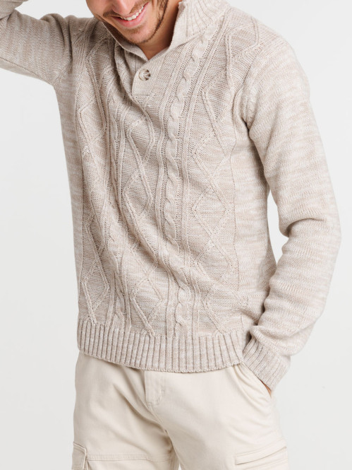 Pull col montant boutonné homme