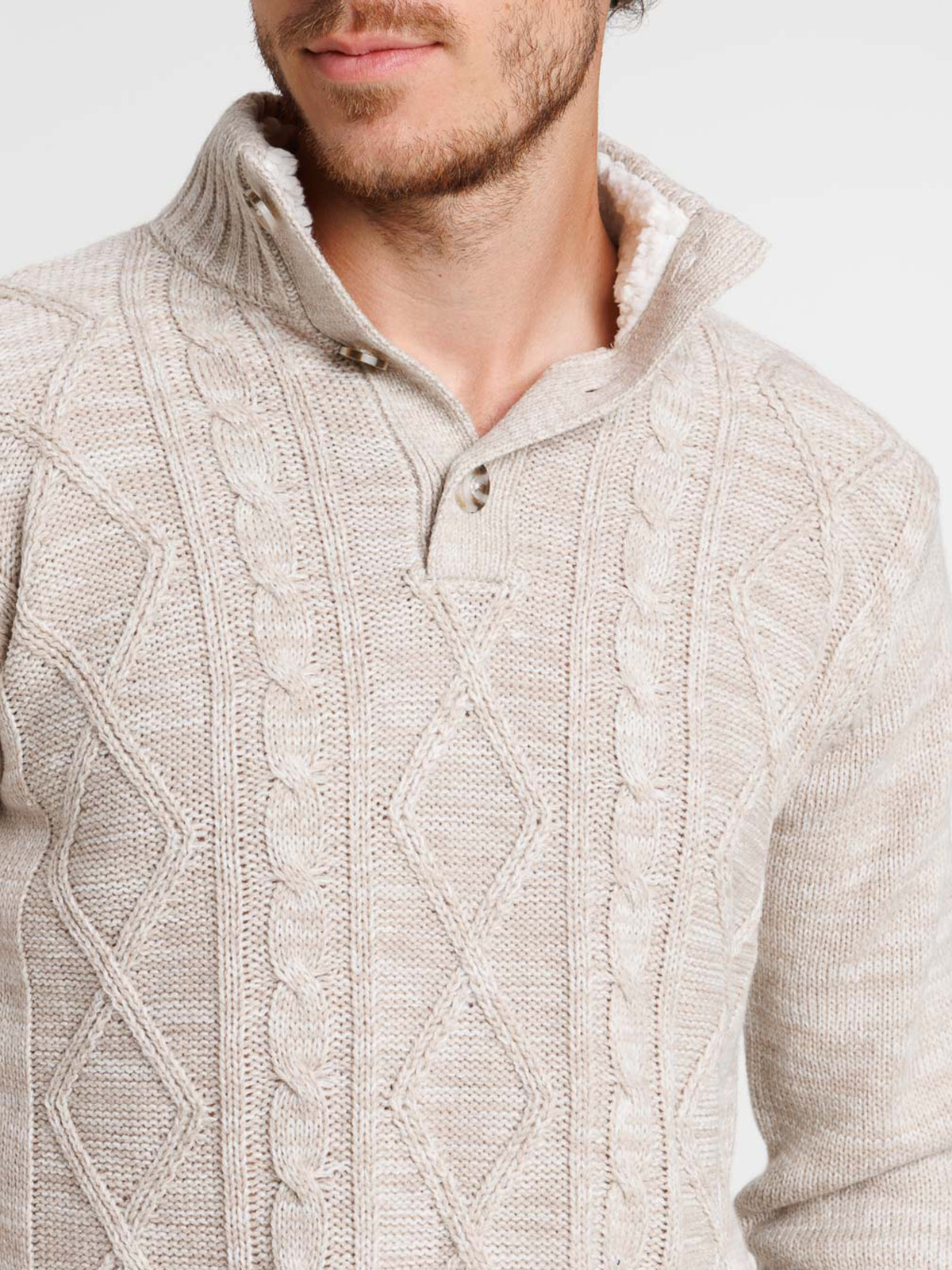 Pull col montant boutonné homme