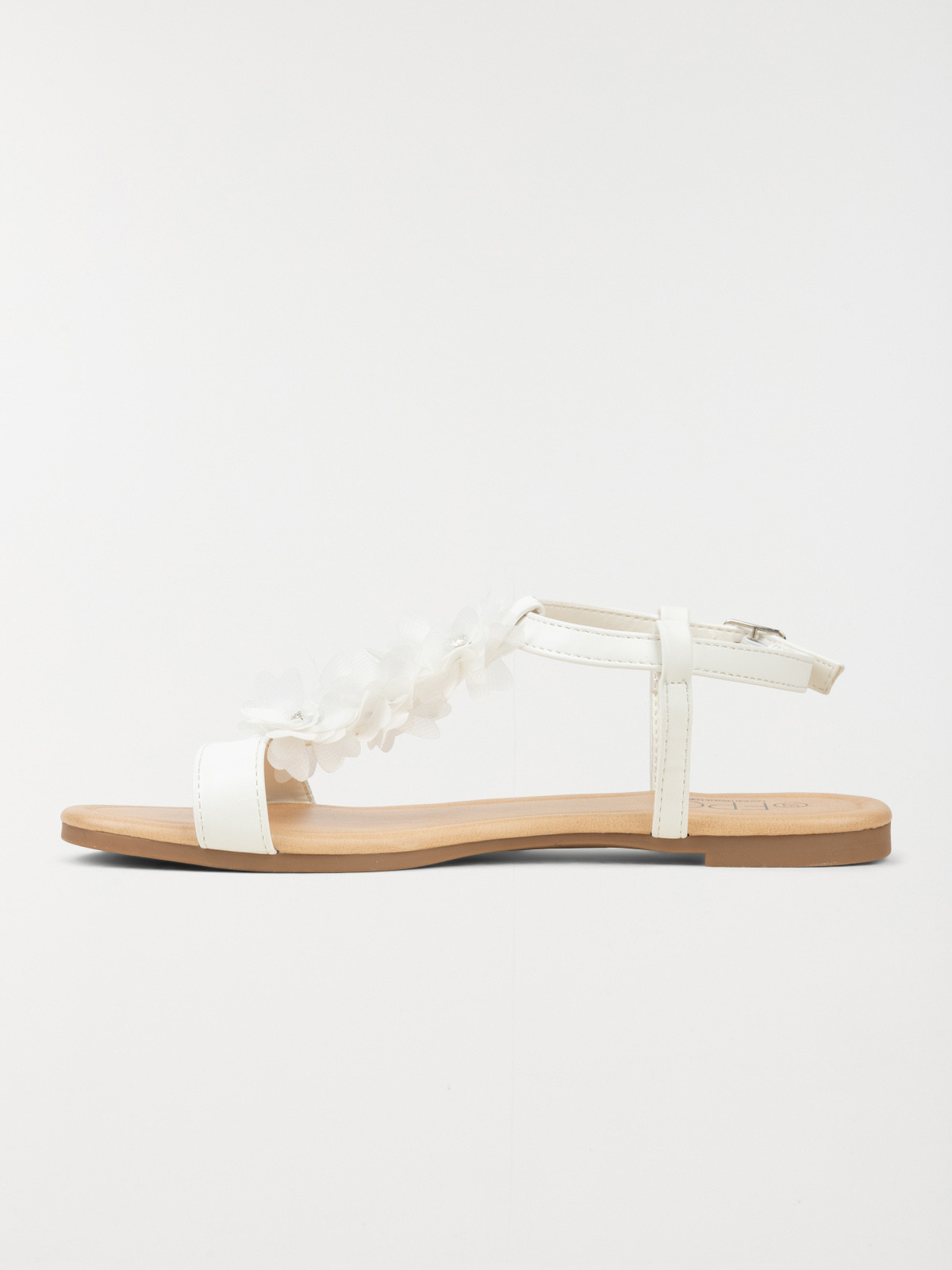 Sandale plate fleur tissu blanc (36-41)