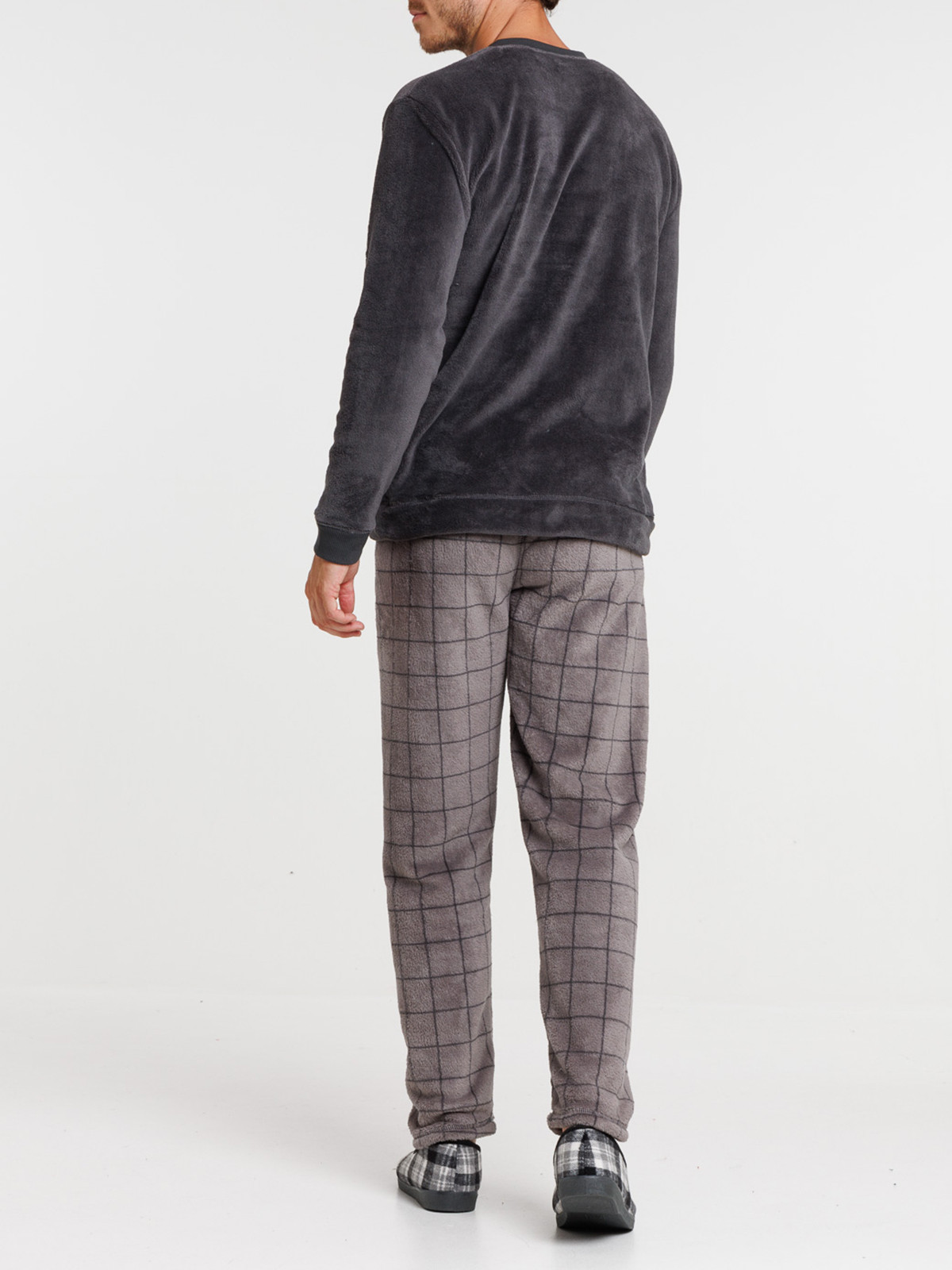 Pyjama polaire à carreaux homme