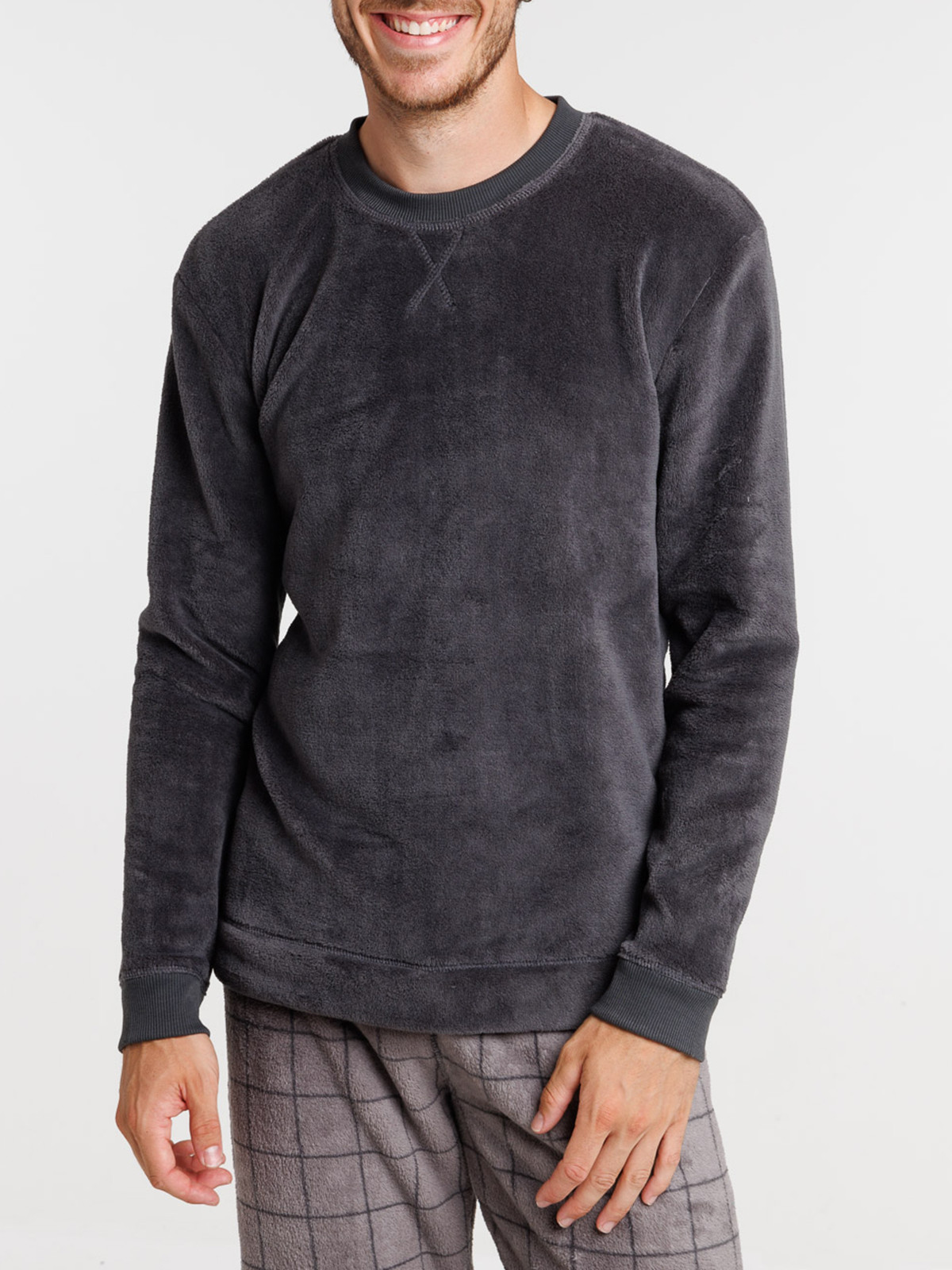 Pyjama polaire à carreaux homme