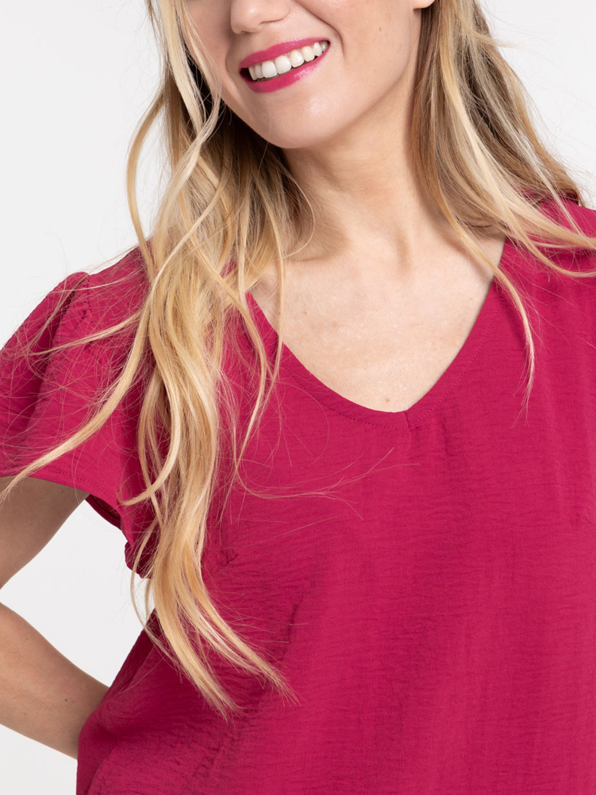 Blouse col V sangria femme Blouse col V sangria femme