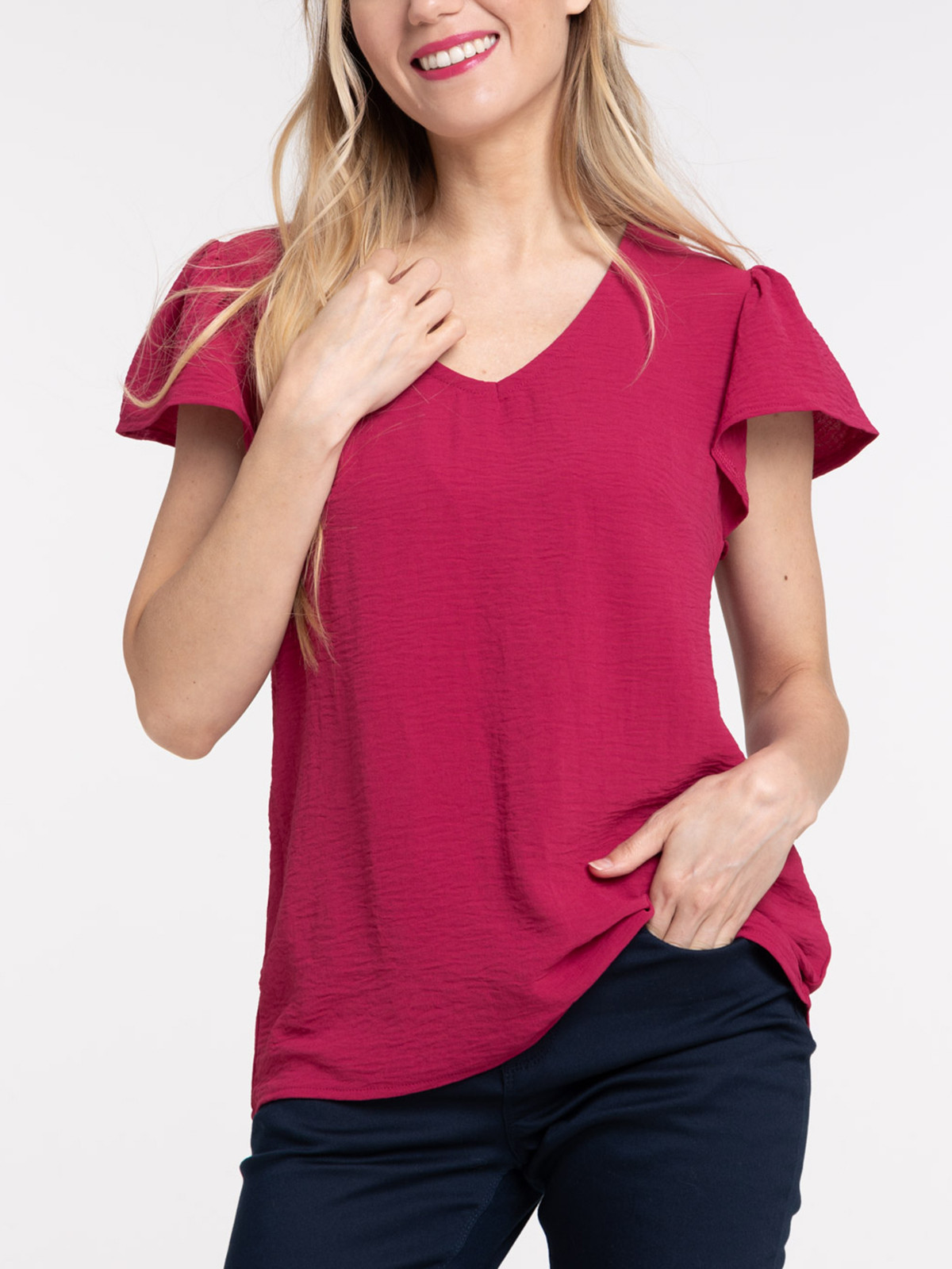Blouse col V sangria femme Blouse col V sangria femme