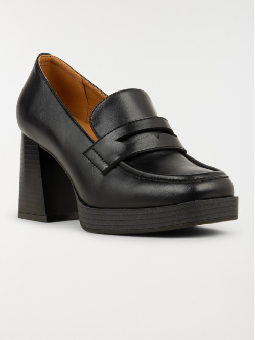Mocassins noirs à talon femme (36-41) Mocassins noirs à talon femme (36-41)
