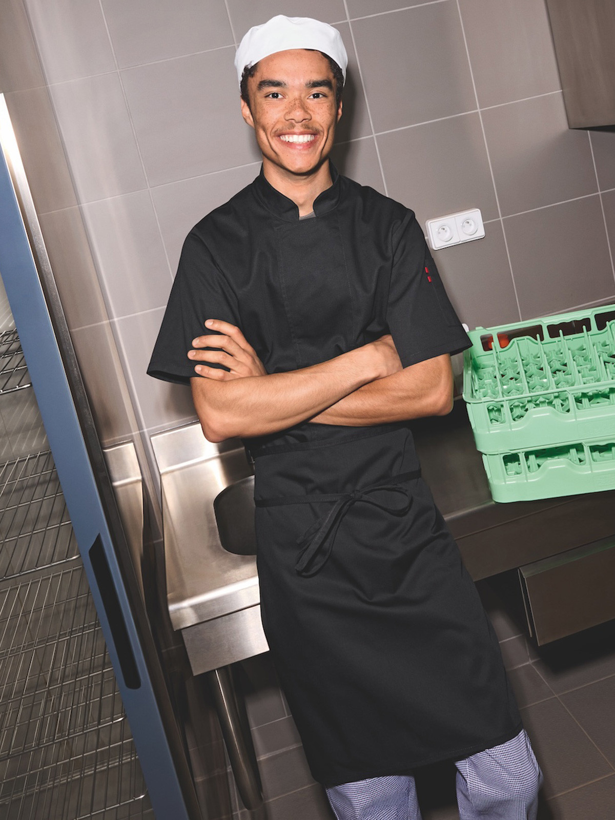 Veste de cuisine noire manches courtes