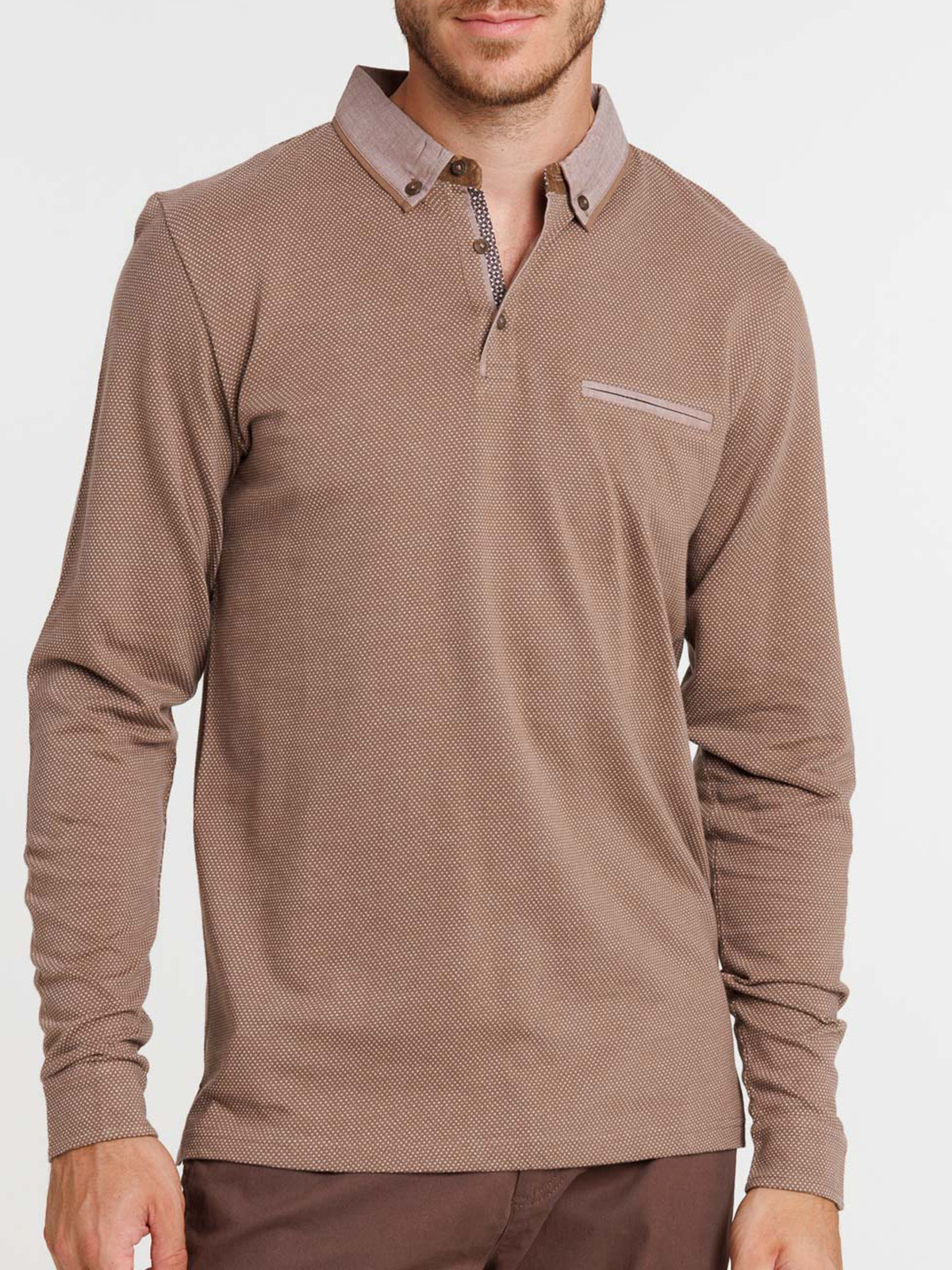 Polo homme coloris mocca latte