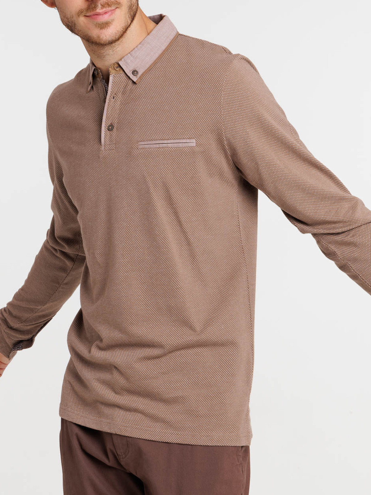 Polo homme coloris mocca latte