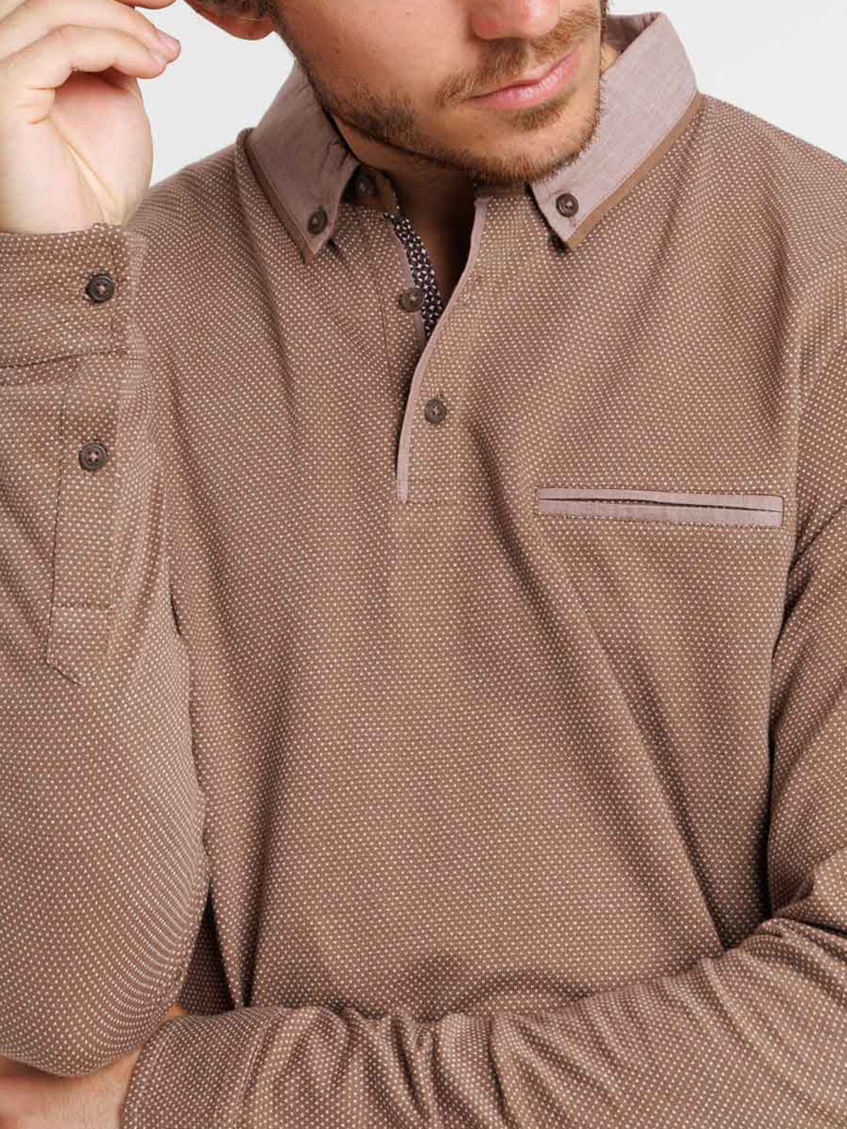 Polo homme coloris mocca latte