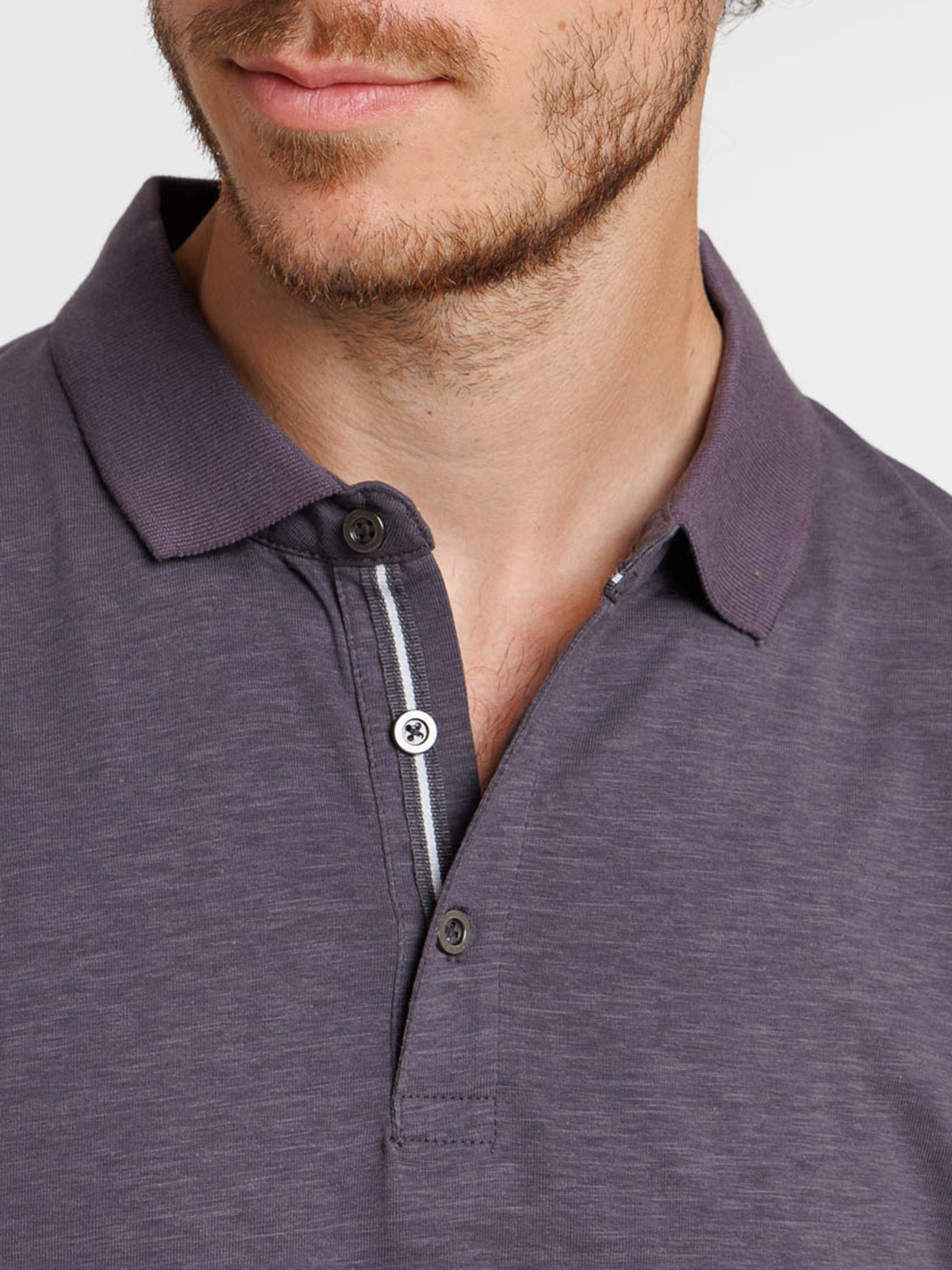 Polo homme manches longues bleuâtre