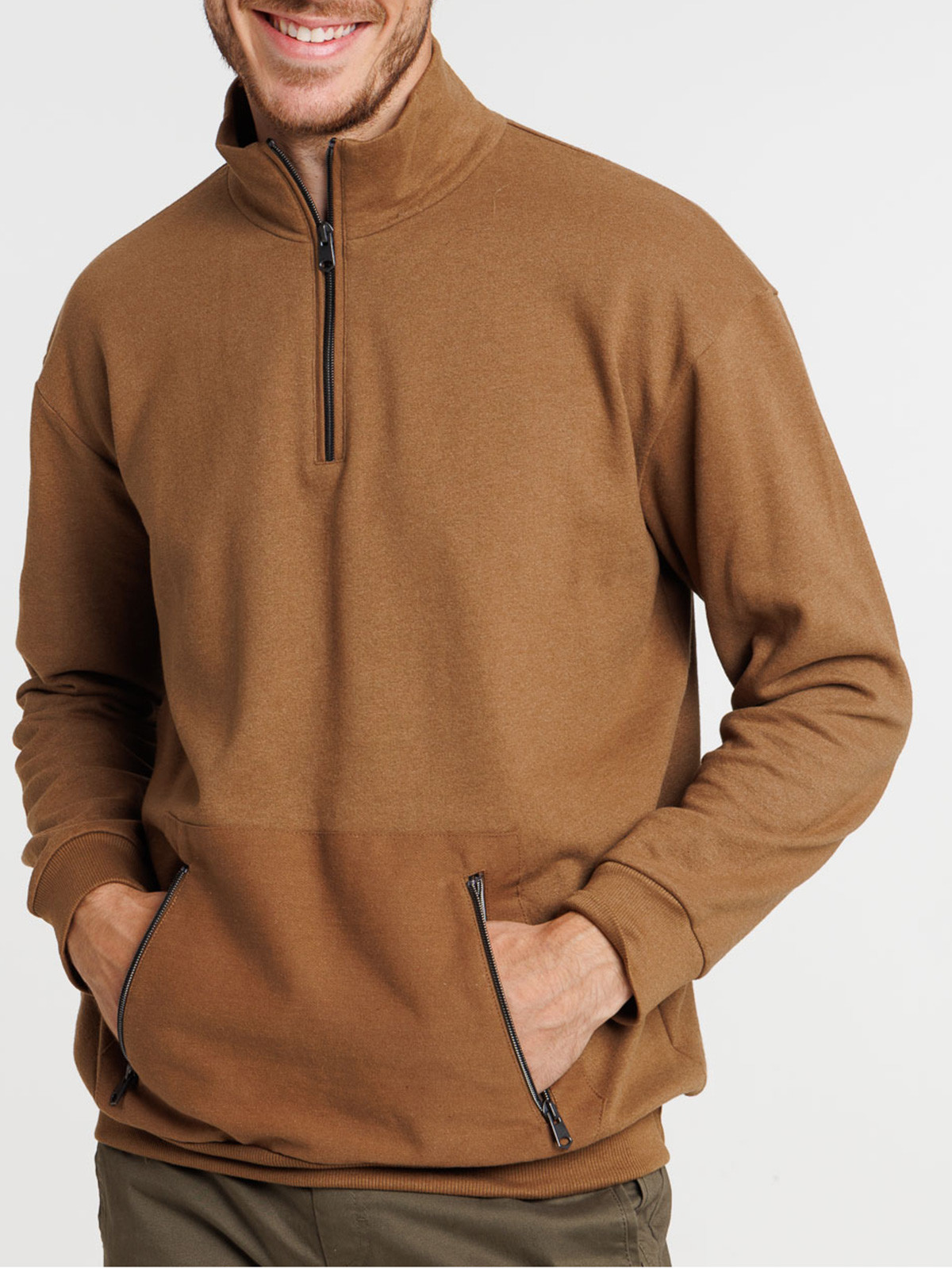 Sweat col montant zippé homme