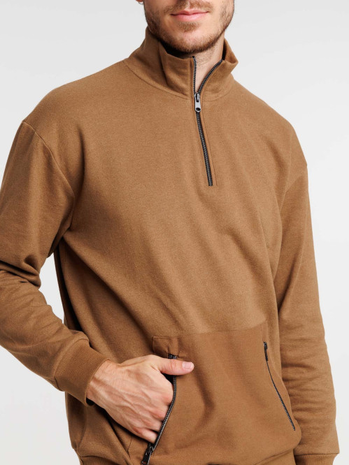 Sweat col montant zippé homme
