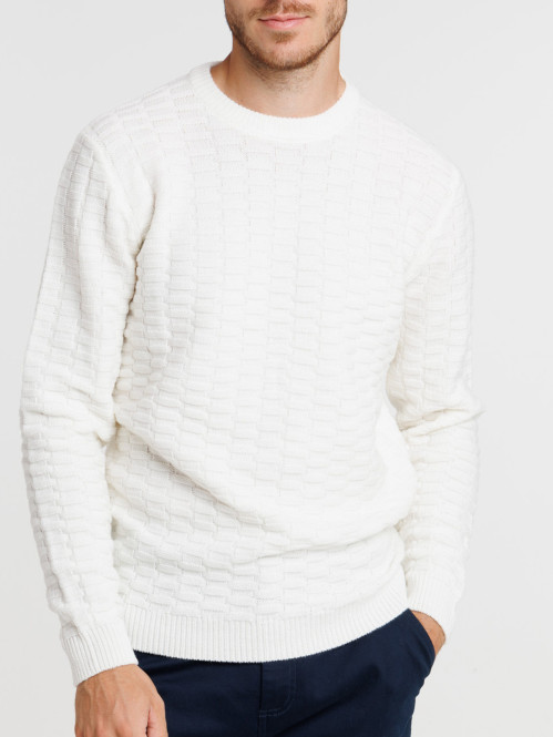 Pull écru relief homme Pull écru relief homme