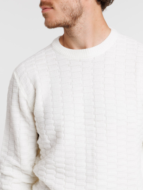 Pull écru relief homme Pull écru relief homme
