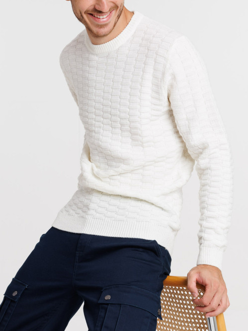 Pull écru relief homme