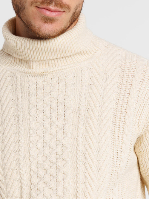 Pull col roulé homme coloris mastic Pull col roulé homme coloris mastic