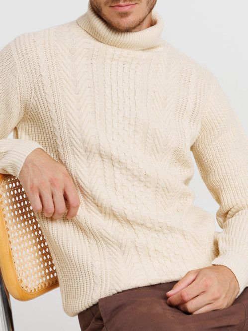 Pull col roulé homme coloris mastic Pull col roulé homme coloris mastic