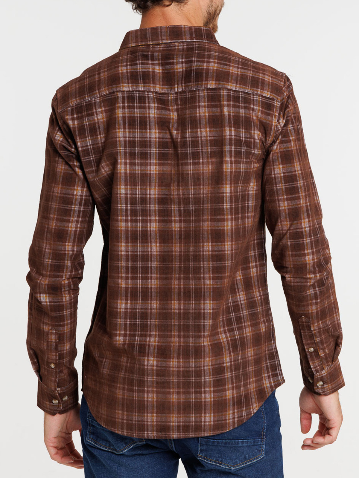 Chemise velours à carreaux homme