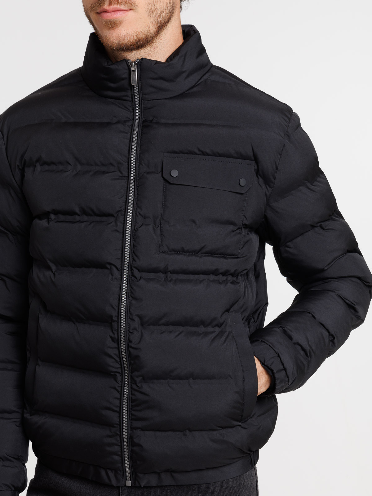 Blouson noir col montant homme Blouson noir col montant homme