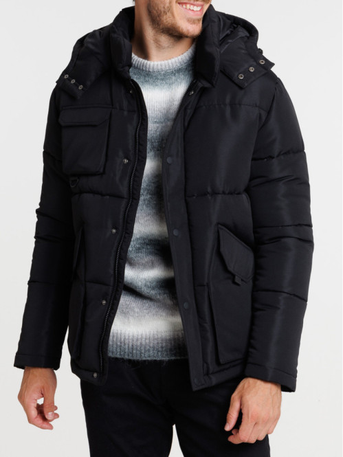 Blouson à capuche noir homme