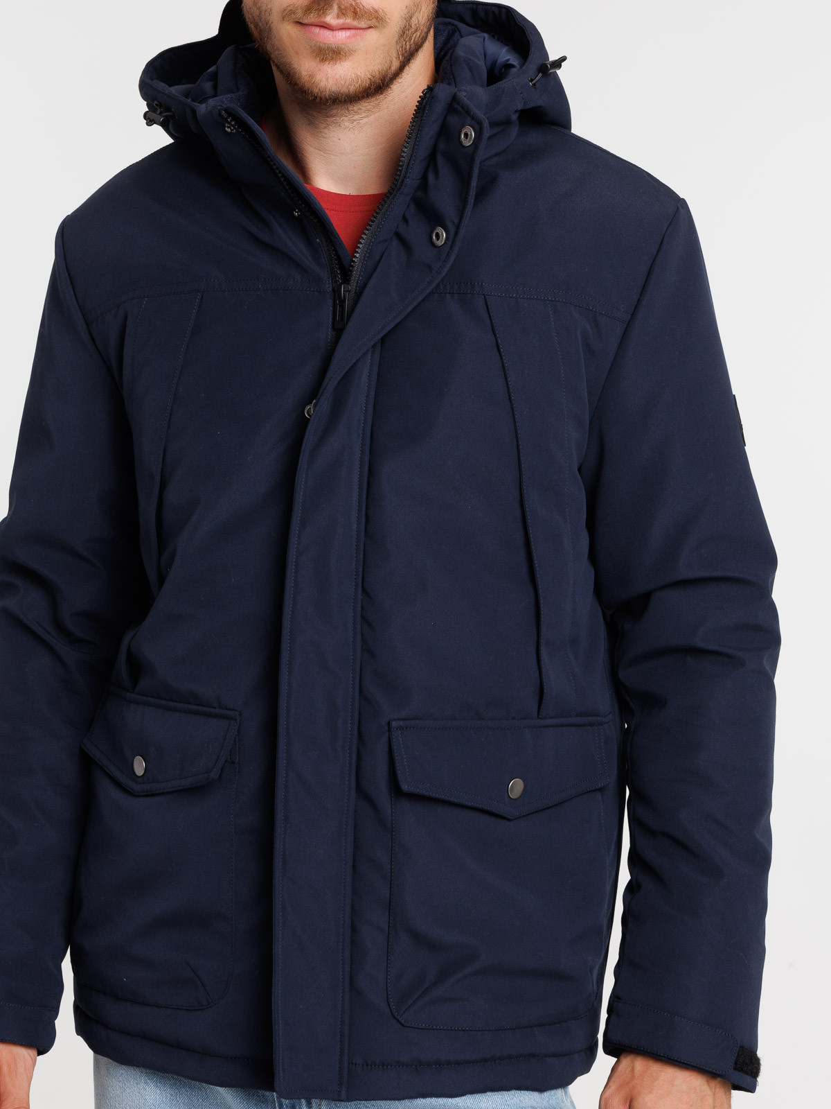 Parka à capuche marine navy homme