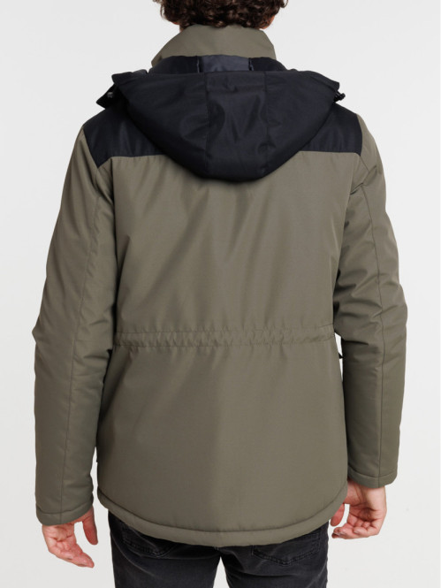 Parka à capuche bicolore homme