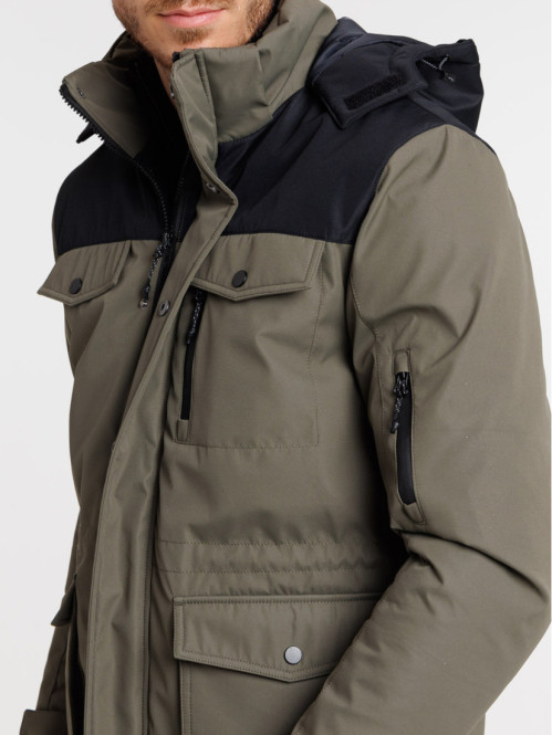 Parka à capuche bicolore homme