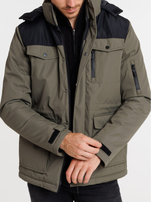 Parka à capuche bicolore homme