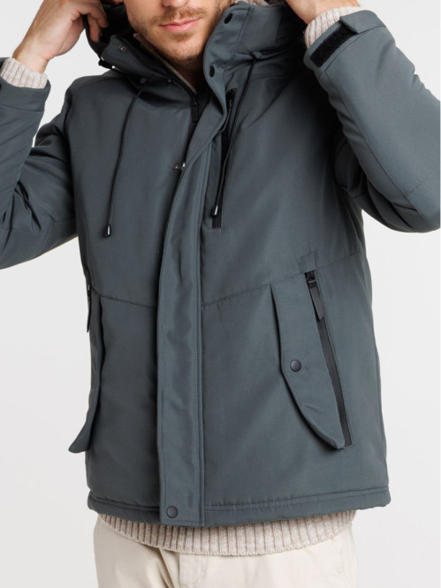 Parka à capuche gris...