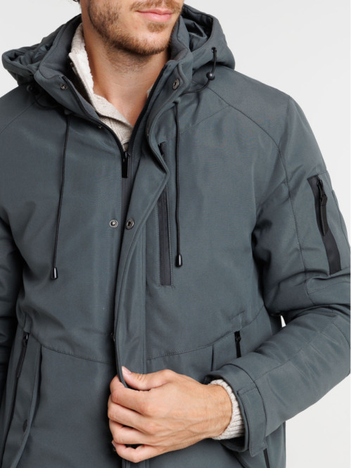 Parka à capuche gris...